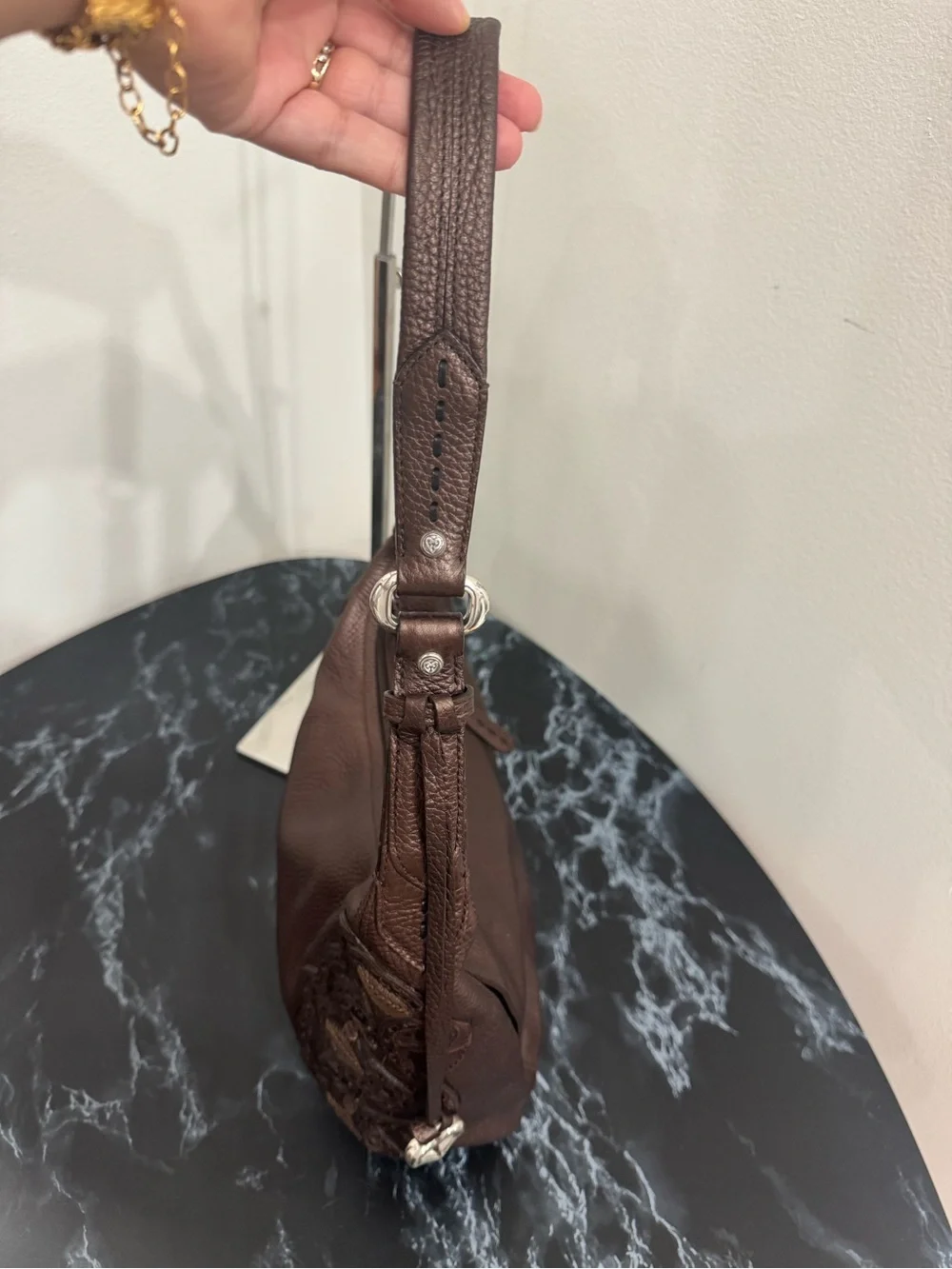 BRIGHTON HANDBAG MASTERPIECE BROWN NIKKI LEATHER SHOULDER BAG AUTHENTIC